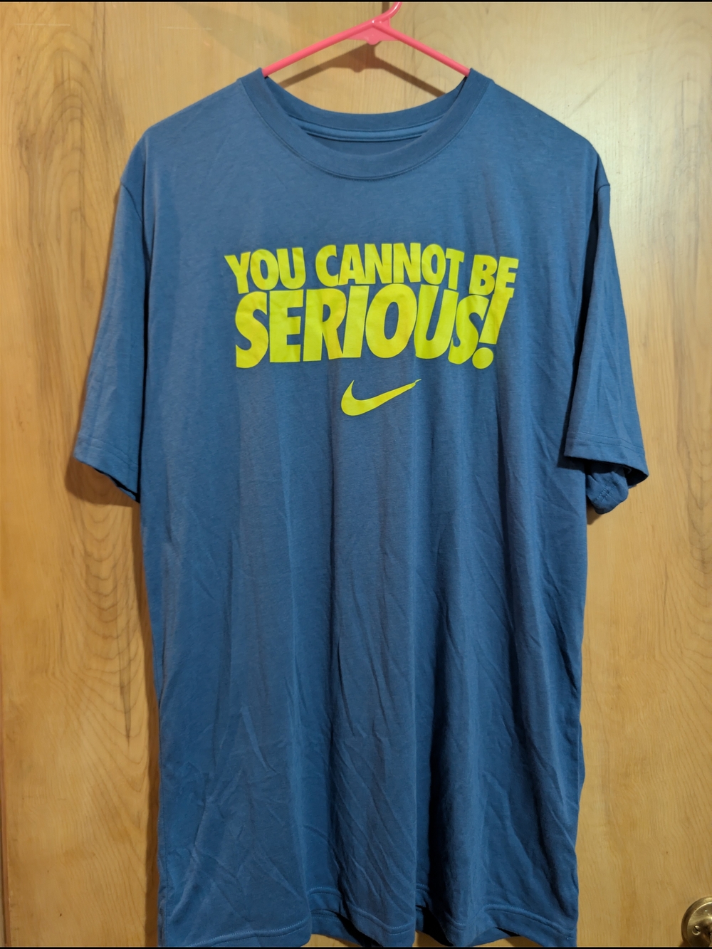 Nike Men’s Blue T-Shirt with Lime Graphic - You Cannot Be Serious!